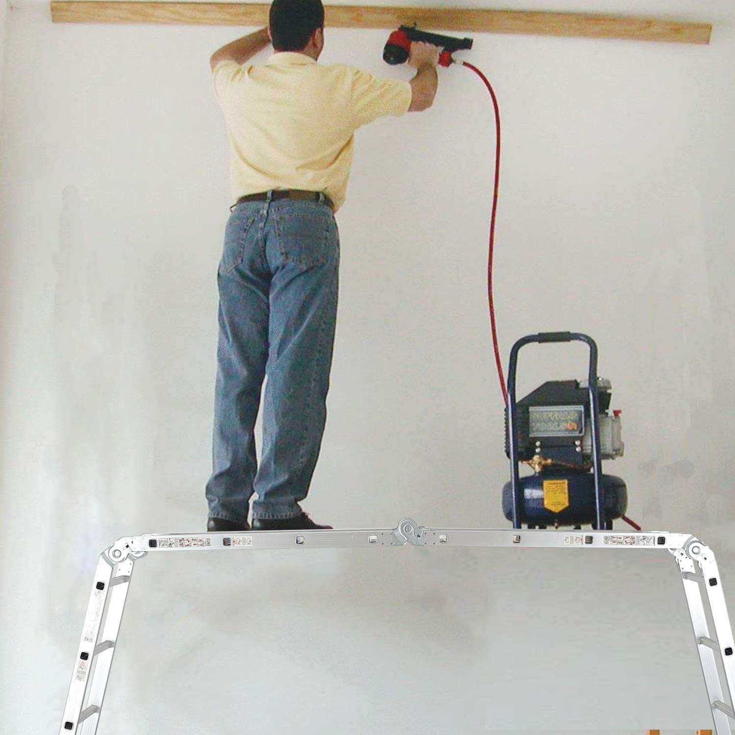 Todeco 6 en 1 Échelle Pliante, 4.7m Télescopique Aluminium Multifonction
