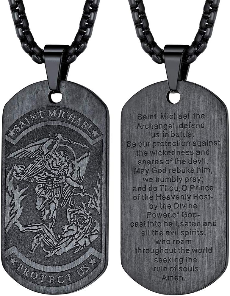 Sankt Michael Aartsengelketting voor mannen/vrouwen, sterling zilver St Sankt Michael Aartsengelketting voor mannen/vrouwen, sterling zilver St