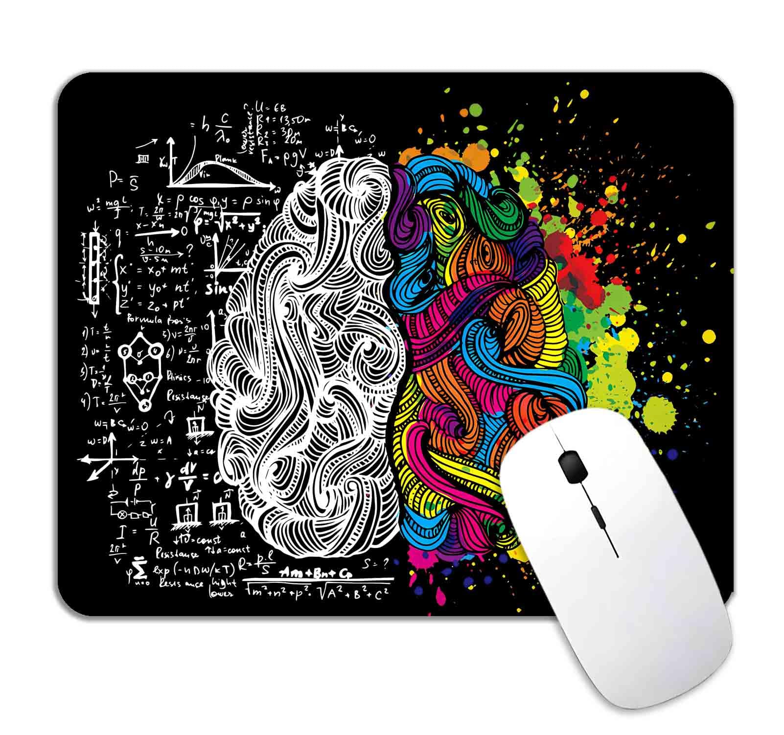 Left & Right Brain Mouse Pad, Textured Business Doodle Mousepad with Designs, Non-Slip Rubber Mice Pad for Office Work Office Computer& PC, Mouse Mat, The Best Gift, 9.5 X 7.9 Inch, Black