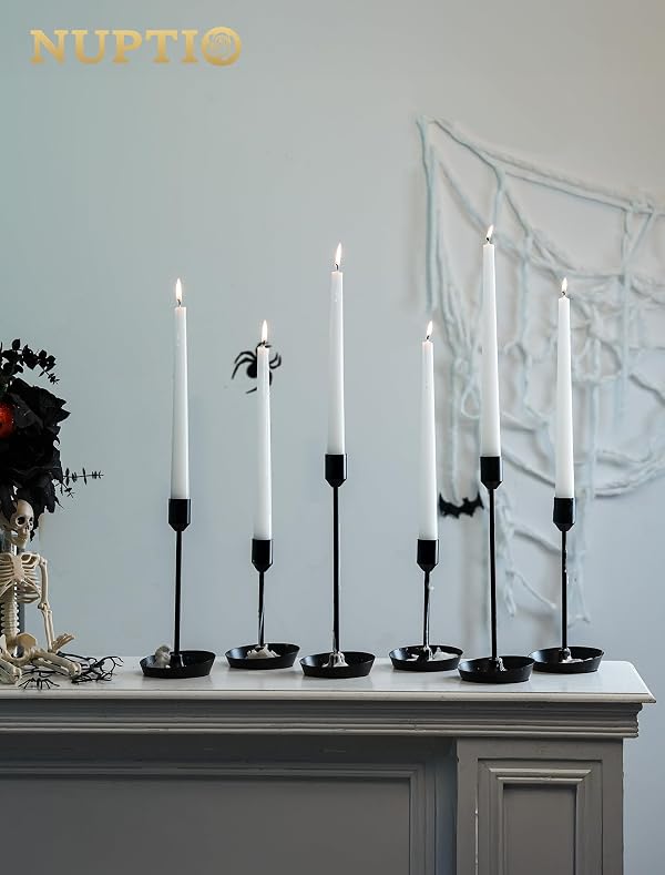 NUPTIO Black Candlestick Holders for Table: 6 Pcs Taper Candles Holders Bulk for Halloween - Tall Candle Stick Holder for Birthday Party Living Room Fireplace Centerpiece by NUPTIO - Image 5