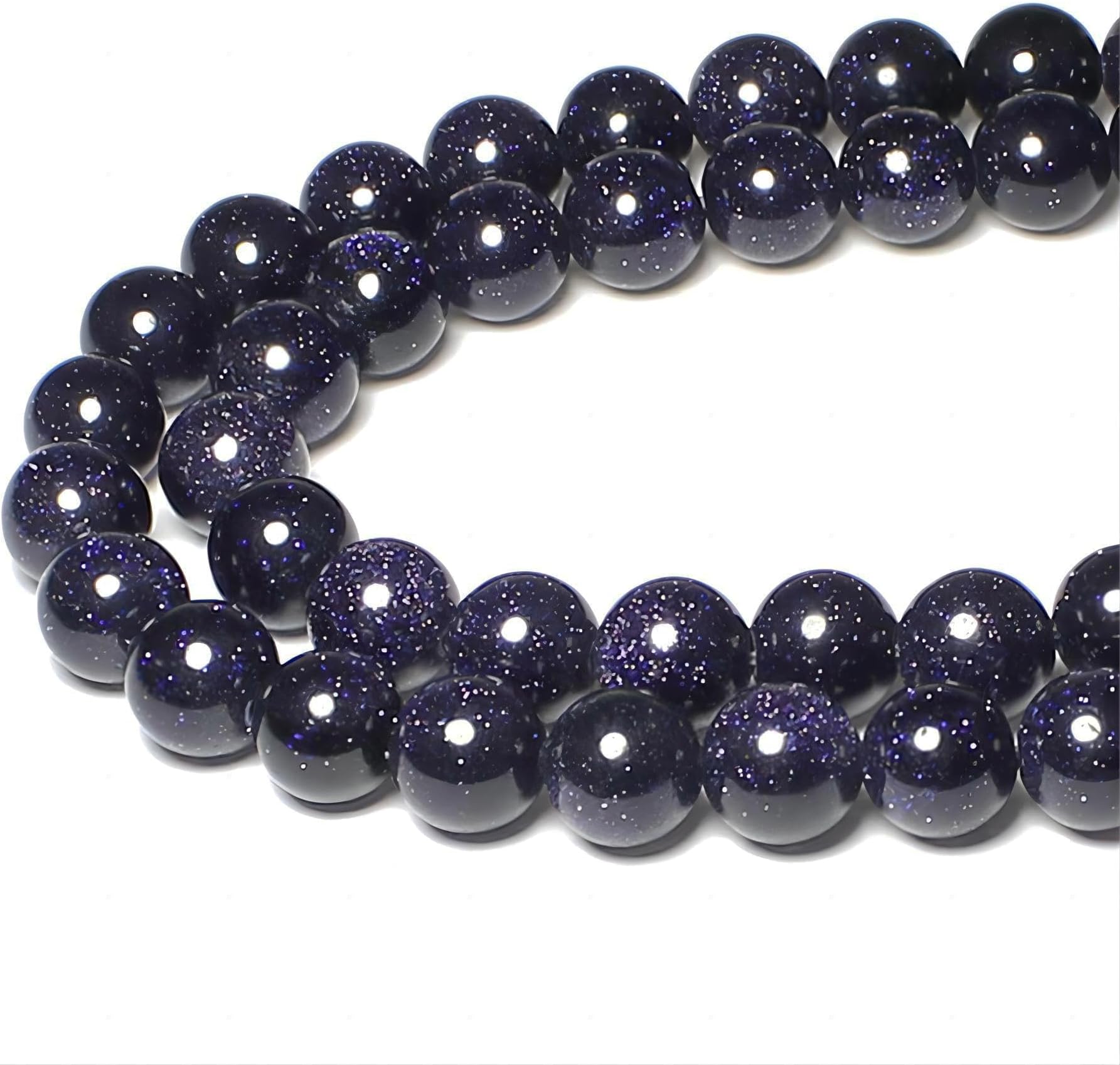 MJDCB Natural Stone Beads Blue Sand Stone Round Loose Beads for Jewelry Making DIY Bracelet Necklace (12mm)
