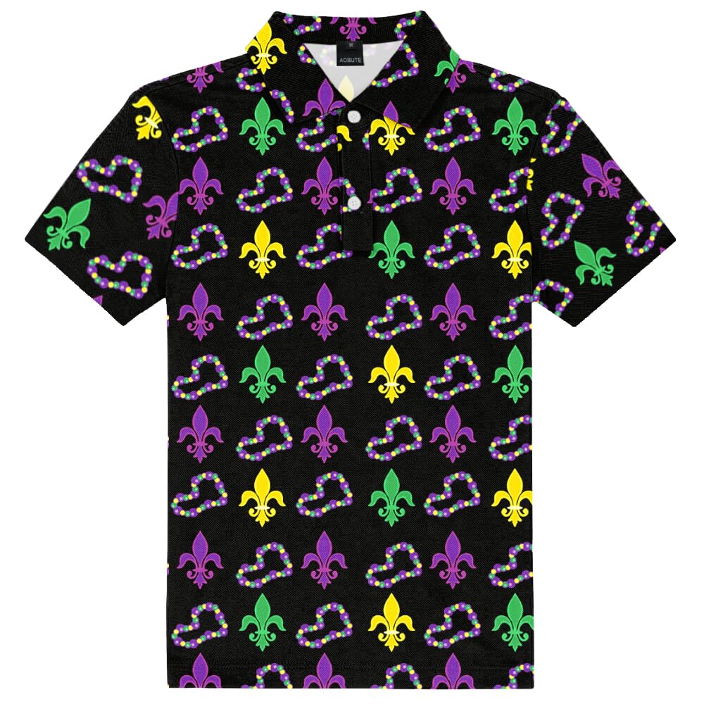 AOBUTE Kids 4th of July Polo American Flag Short Sleeve Button Down Shirts Tops 3-14 Years