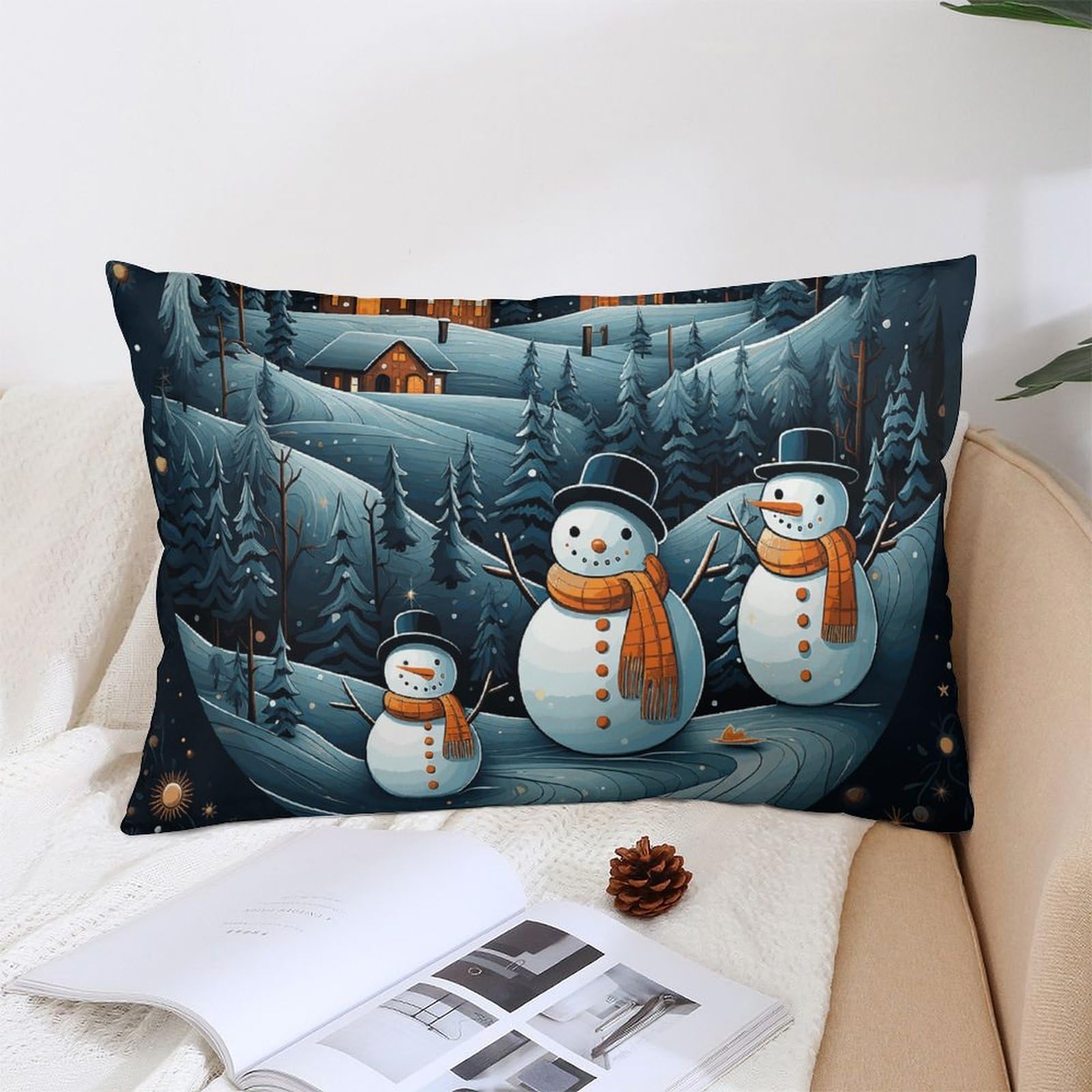 NTVOWPZO Decoration Throw Pillow Covers 12 "x20 Pillowcases Covers Christmas Santa Penguin Soft Pillowcases Modern Farmhouse Home Decor Sofa Cushions Covers for Couch Bed Living Room