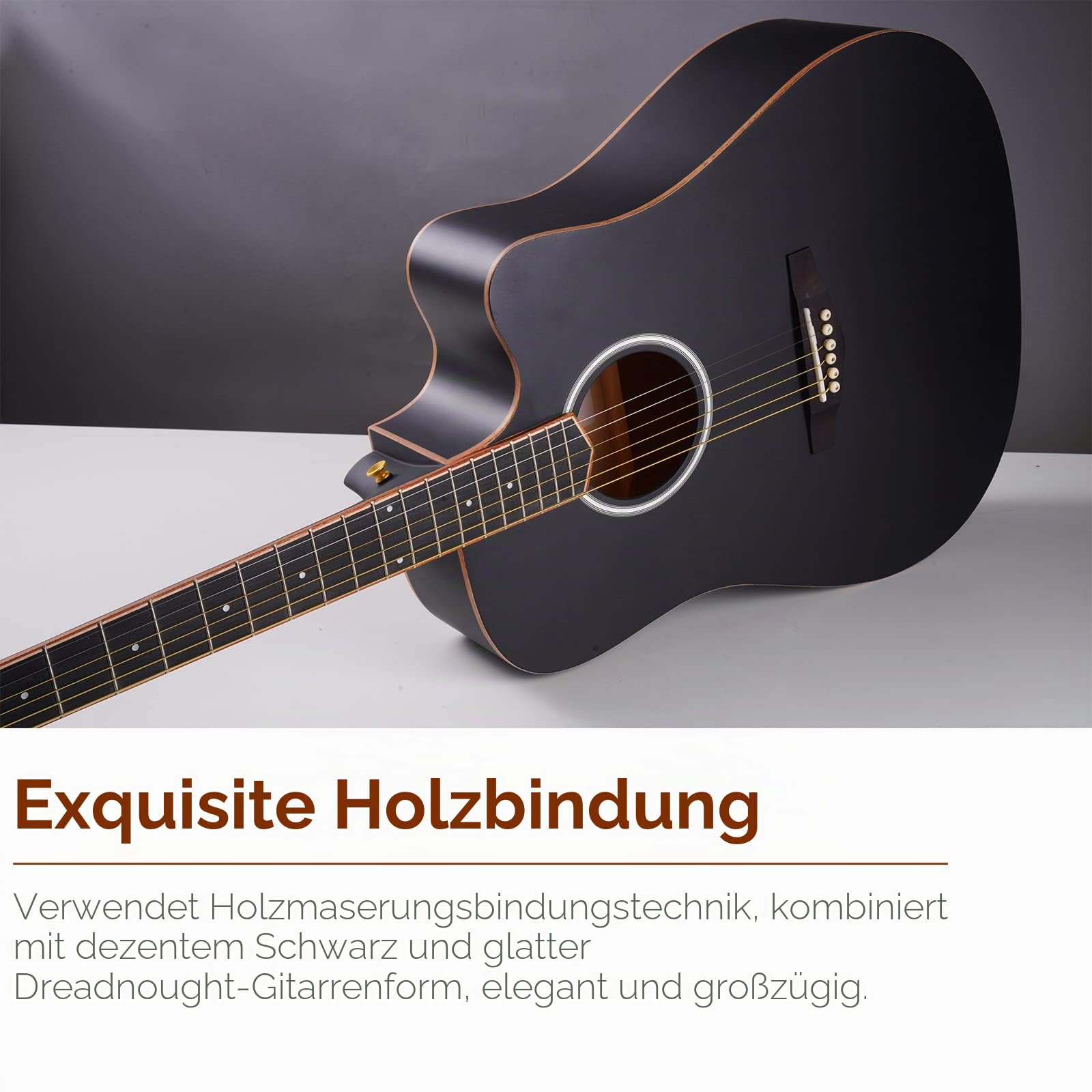 Vangoa 4/4 Elektro Akustische Gitarre mit 4 Band EQ Cutaway 41 Zoll Elektrische Akustikgitarre Set für Anfänger Erwachsene mit Anfänger Kits, Schwarz