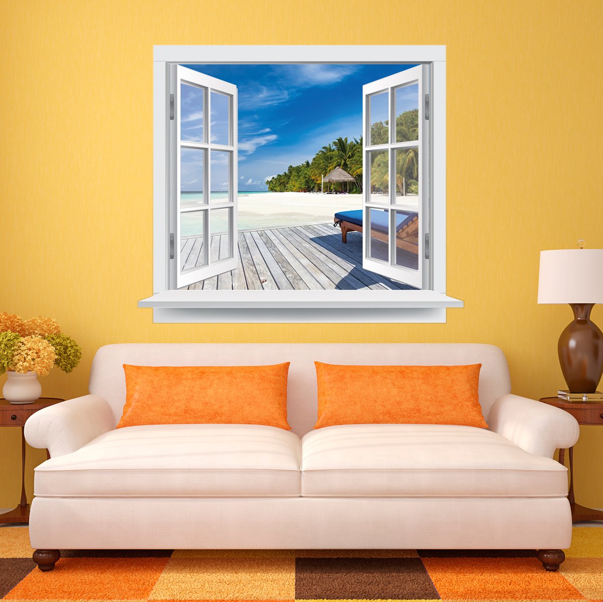 GRAZDesign Wandtattoo Fensterblick – Selbstklebend, 65x57 Cm, Mit Eigenem Foto Möglich, Rückstandslos Entfernbar