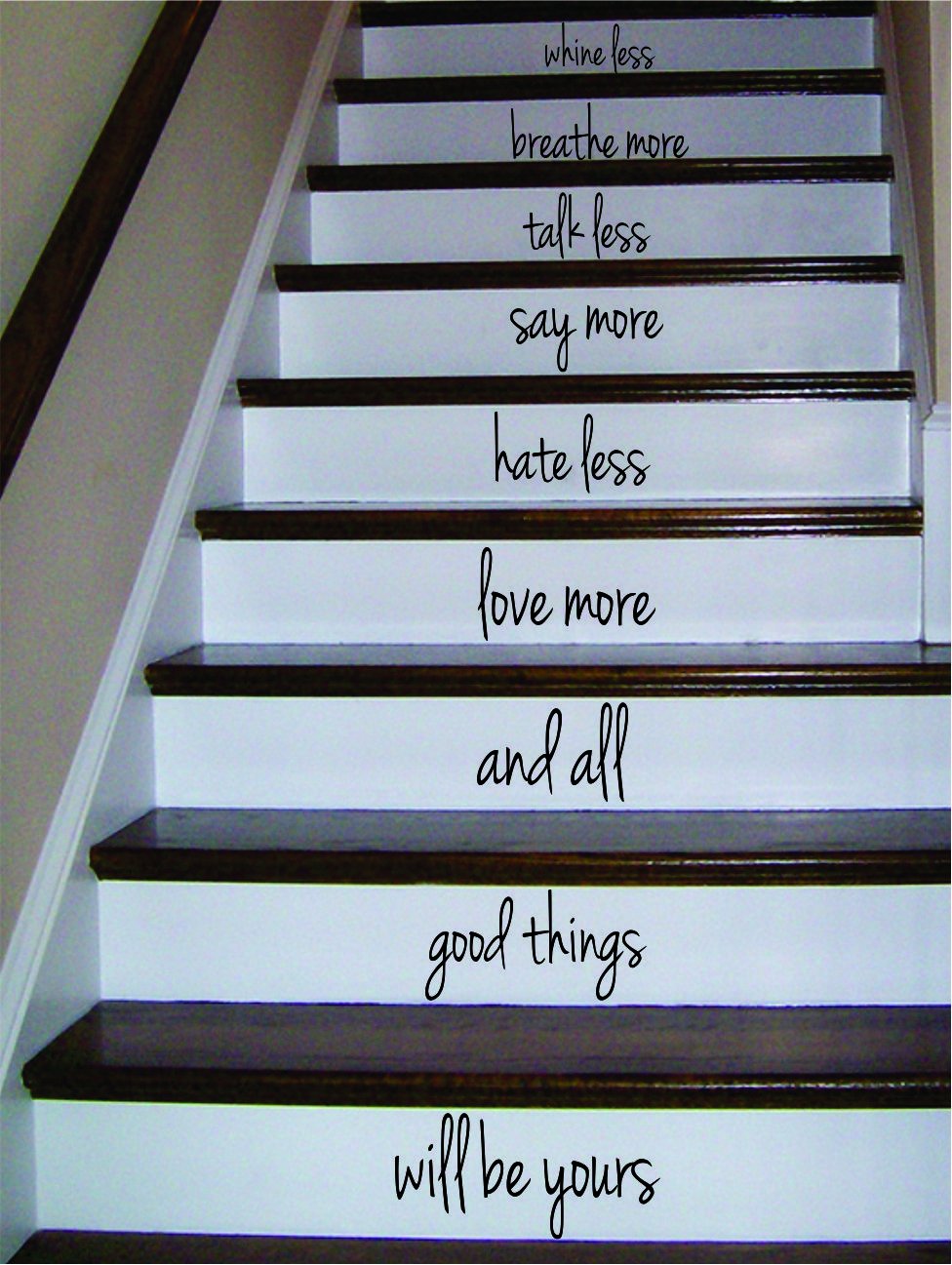 Whine Less Breathe More Stairs Quote Decal Sticker Wall Vinyl Art Home Family by Boop Decals