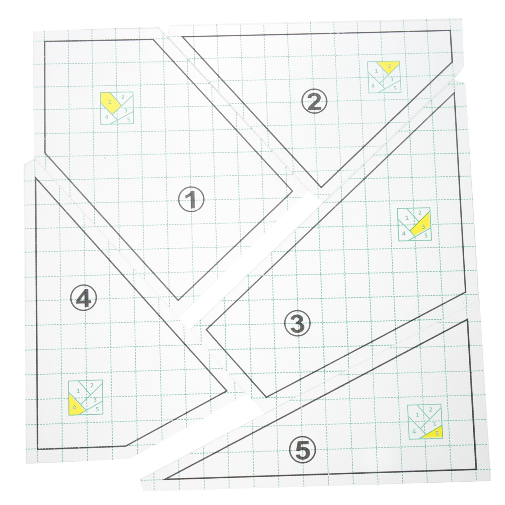 Righello per Cucire in Plastica 5 Pezzi Modello per Trapuntatura e Taglio Tessuti Guide per Sartoria e Patchwork