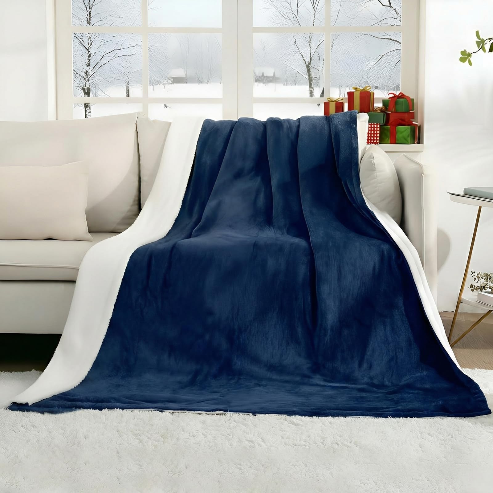 CURECURE Manta Eléctrica [130x180 cm] - Manta Térmica con 4 Niveles de Calor, Apagado Automático a 10H e Hilo Lavable | Manta Calefactora Grande para Cama y Sofá, Azul OEKO-TEX STANDARD 100