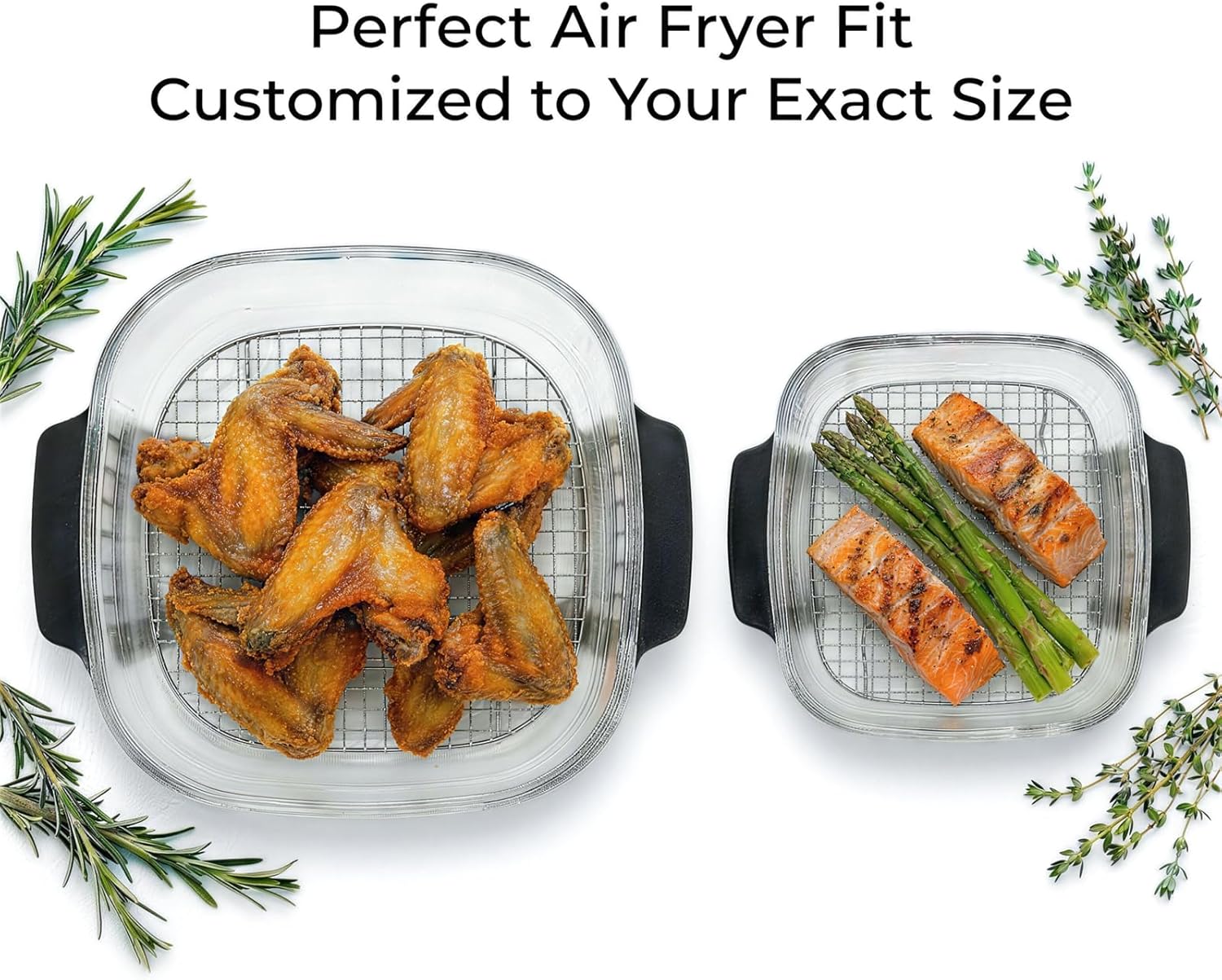2PCS Crisper Rack for Ninja Crispi Air Fryer FN101, 304 Stainless Steel Replacement Tray for Ninja Crispi 4QT & 6-Cup Glass Containers, Ninja Crispi Accessories, Food Grade(Large & Small) - Mesh