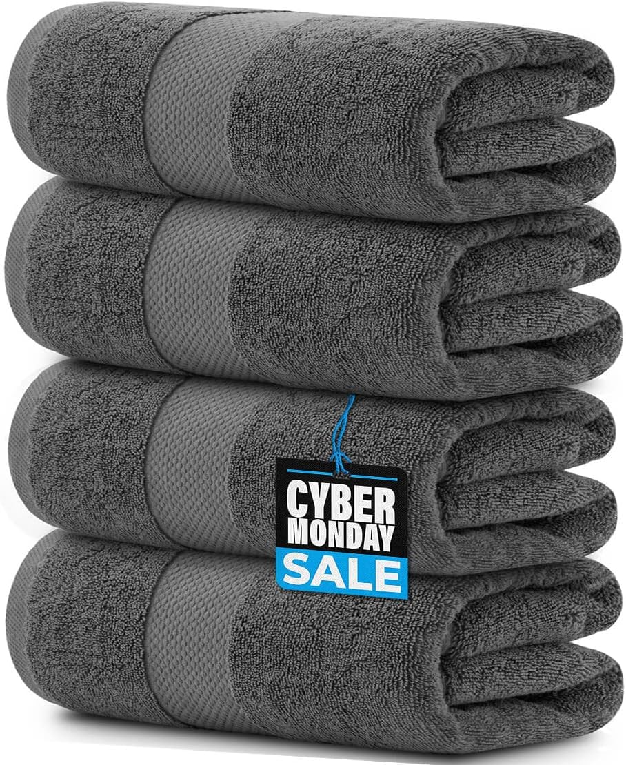 Luxury Grey Bath Towels Extra Large | 100% Soft Cotton 700 GSM Thick ...