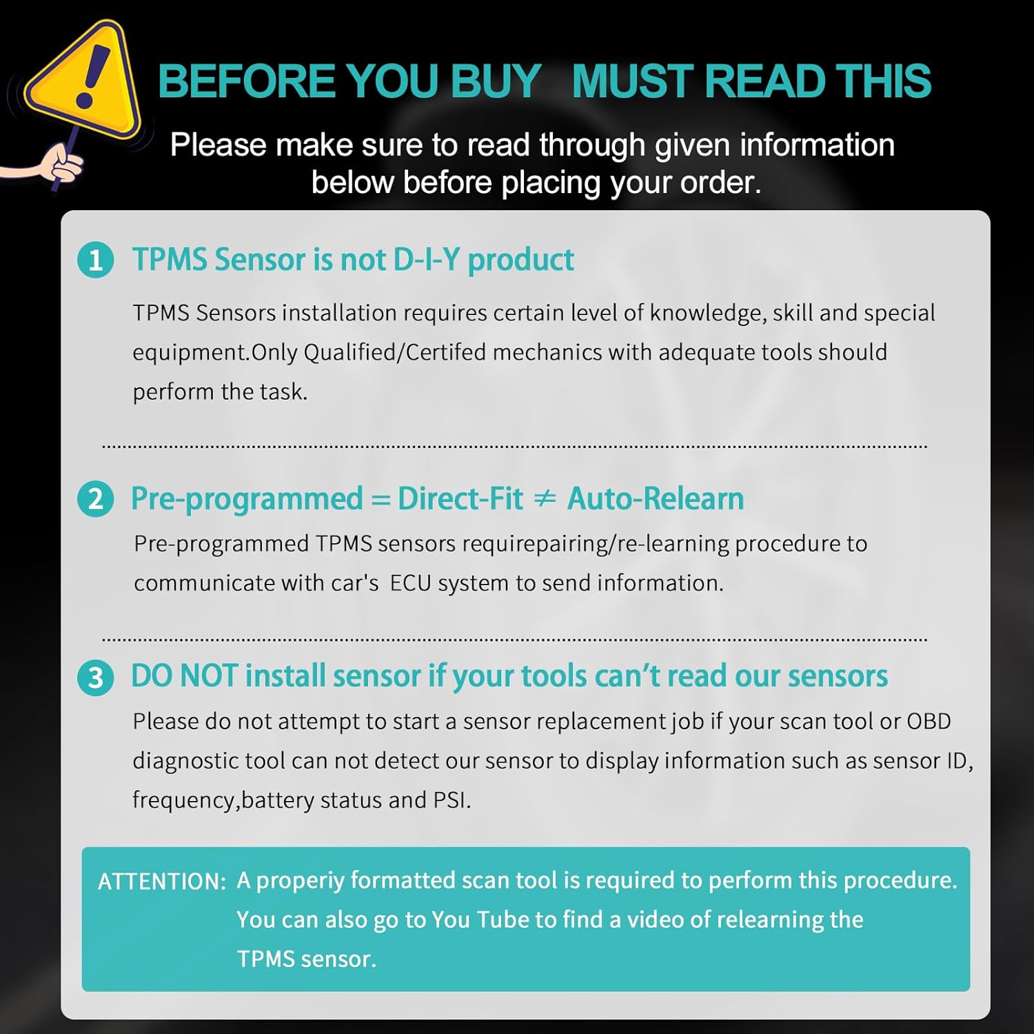 Tire Pressure Sensors 315MHz TPMS for Ford 2005-2011 Escape Edge Expedition Explorer Flex Focus F-150 Fusion Mustang Lincoln MKS MKT MKX MKZ Mazda Mercury Replace# 6F2Z1A189A 7L1Z1A189A