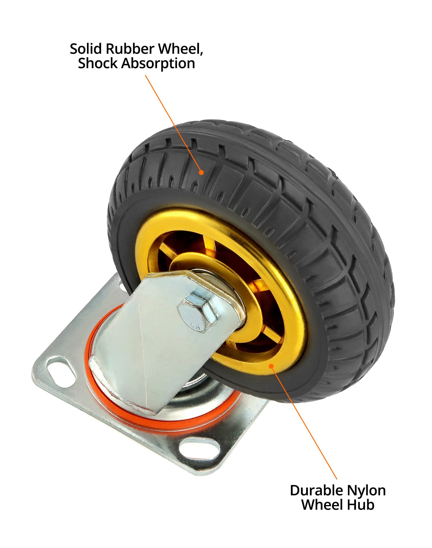 QWORK® 4X Ruote per carichi pesanti 150 mm, Ruote girevoli fino a 250 kg per ruota, per trasporto di mobili e trasporto industriale (2 ruote girevoli + 2 ruote freno)
