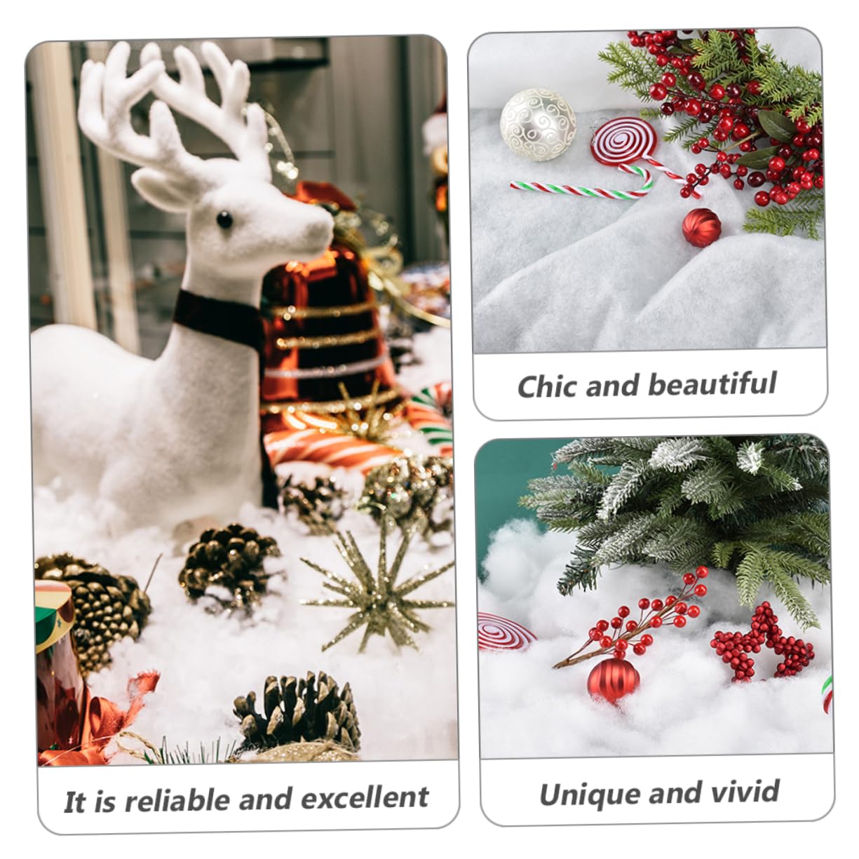 Ciieeo 3 Blätter Weihnachtsschnee Baumwolle Kunstschnee Innendecken Schneeflocken Outdoor Weihnachten Flauschige Schneedecke Kunstschneedecke Weihnachtsbaum Baumwolldecke Schneeszene