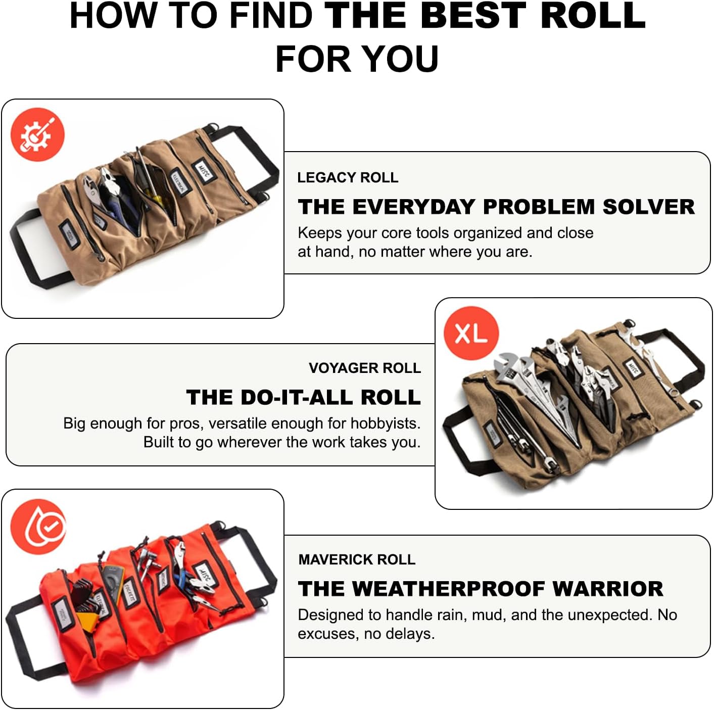 Official Legacy Tool Roll Bag - Easy to Carry 5-Pocket Roll Up Tool Bag - Durable Canvas, Rust-Proof YKK Zippers, Secure Buckle - A Loving Gift for Dads, Mechanics, Electricians & Hobbyists| ArmyGreen - Image 6