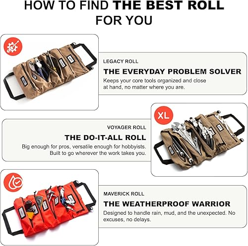 Miniatura 6 de Bolsa enrollable para herramientas oficial Legacy  Bolsa de herramientas enrollable de 5 bolsillos fácil de transportar  Lona duradera, cremalleras