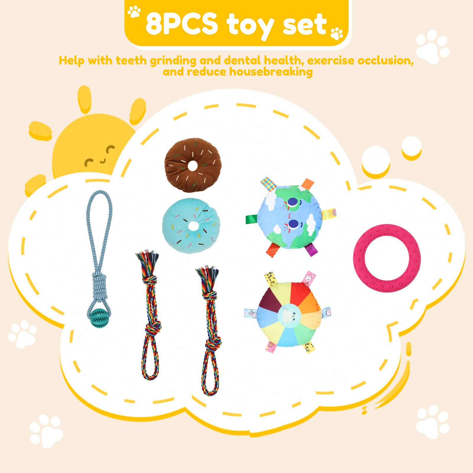 Parco giochi per cuccioli, con 8 giocattoli, parco giochi nella giungla, per cani di piccola taglia, con telaio in PVC, amaca per intrattenimento, addestramento, calma