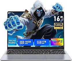 Laptop Para Jogos, Computador De 16" Com Windows 11 Pro, Processador Intel N150 12ª Geração (Até 3,6 Ghz), 16 Gb Ram, Ssd 1 Tb, Teclado Retroiluminado, Fhd 1920 * 1200, Bluetooth.