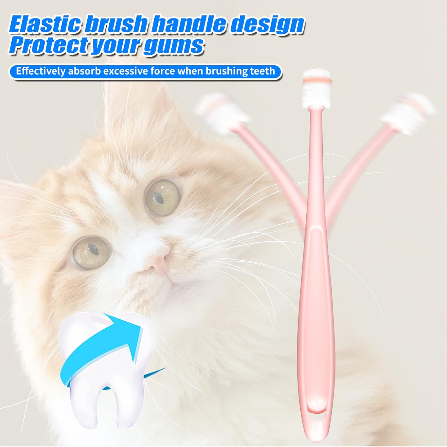 2 Pack Cat & Dog Toothbrush,360 Degree silicone pet Toothbrush,Cat Dental Care,Deep Clean,Independent Packaging,Bad Breath Tartar Teeth Care Dog Cat Cleaning Mouth pet cleaning covers (Blue&Pink) : Pet Supplies