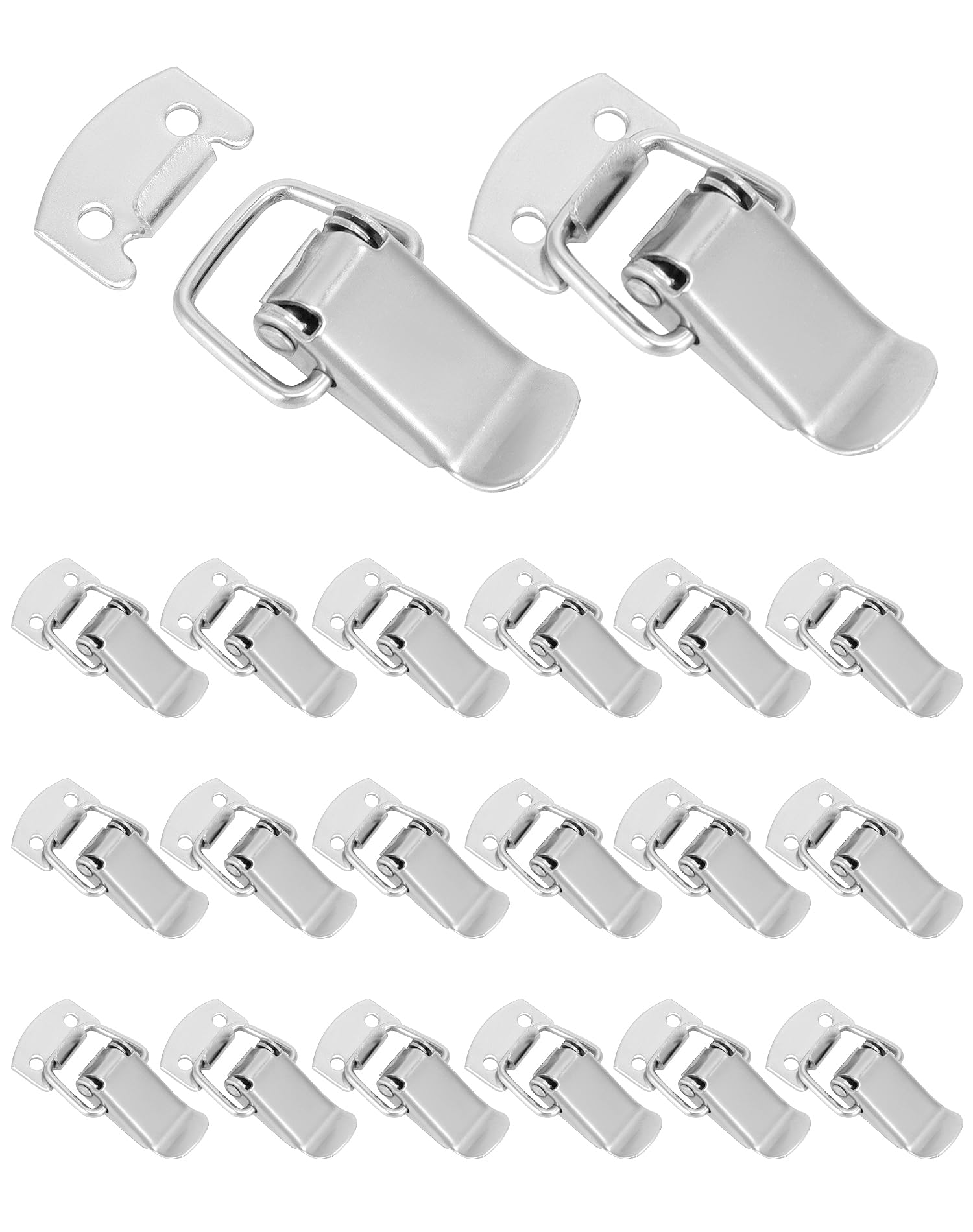 QWORK Stainless Steel Locking Buckle Latches, 20 Pack Spring Loaded Toggle Latch Toolbox Box Buckle Hasp Clip, Silver-image-39