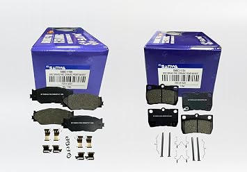 Sanwa Front & Rear Ceramic Brake Pads W/Hardware Kit Compatible with Lexus IS250 2006-2013 [1178 1113]