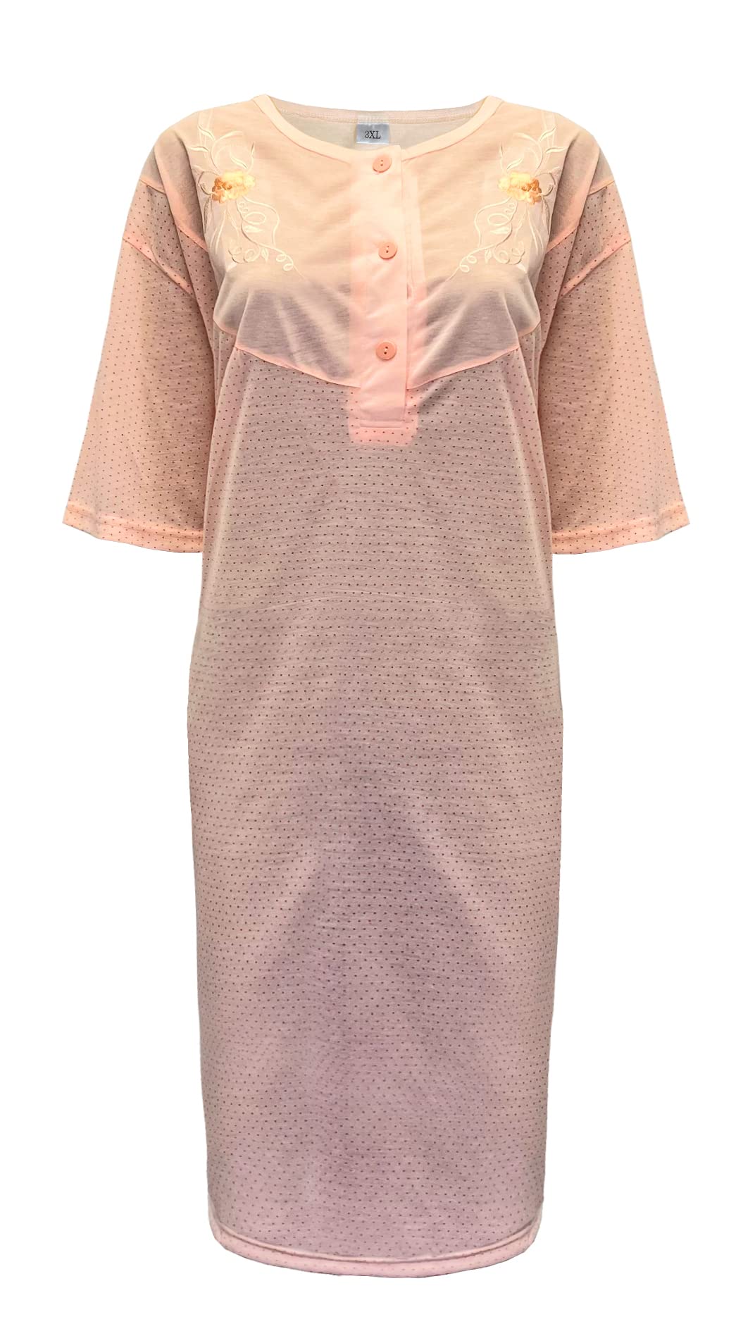 i-Smalls Women's Plus Size Nightdress Super Soft Lightweight Cotton Rich Nightie 3XL to 6XL (Spot Peach) 4XL
