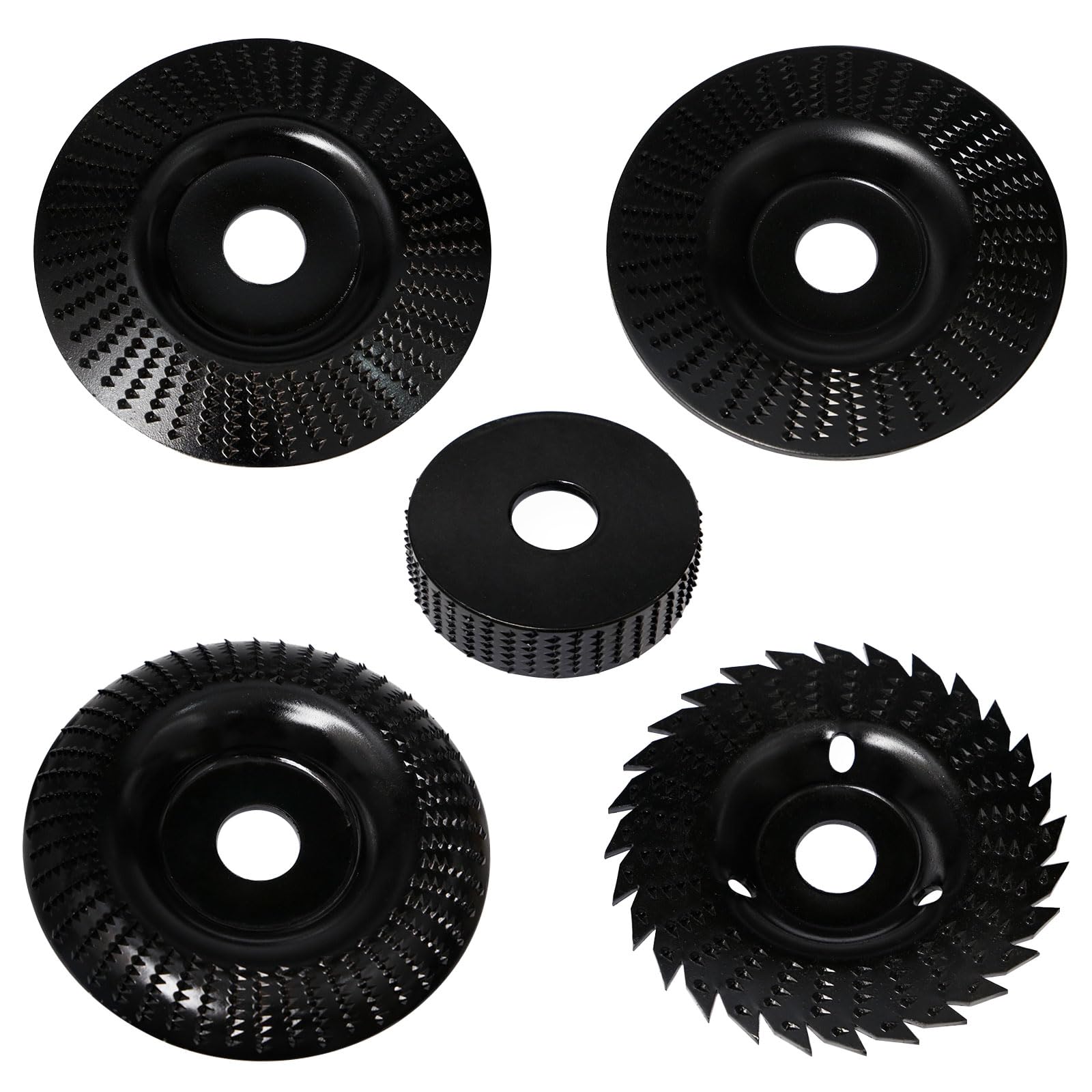 5 Piezas Muela Amoladora Madera Muela Abrasiva, 125mm/75mm Disco Radial Madera Abrasivo, DiáMetro Interior 22,2 mm para Smerigliatrice Angolare Tallar y Desbaste, Negro