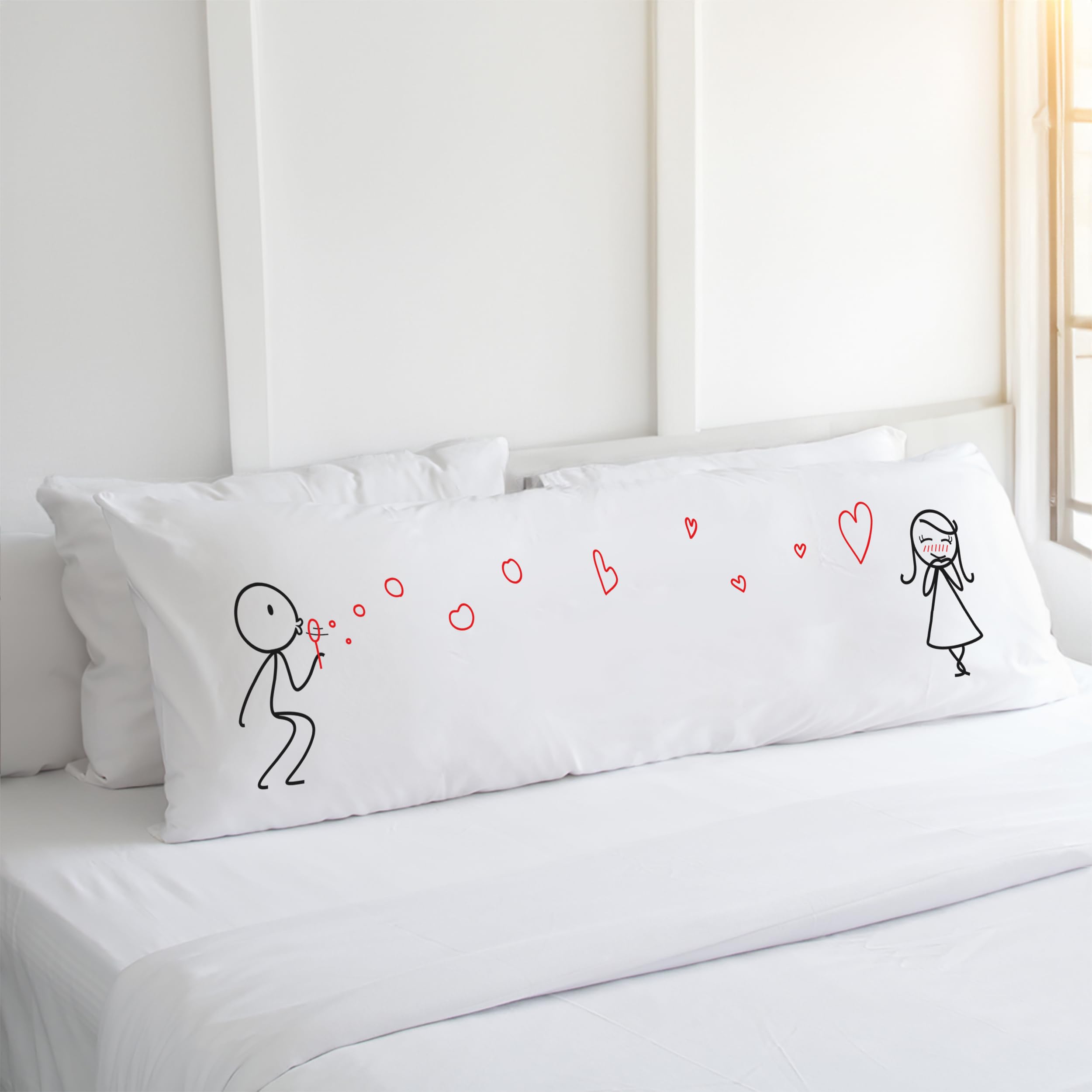 BoldLoft from My Heart to Yours Body Pillow Cover- Girlfriend Gifts, Love Pillow Covers for Her, Wife, Valentine Pillowcases, Cotton Gifts for Valentine's Day, Anniversary, Christmas, 54