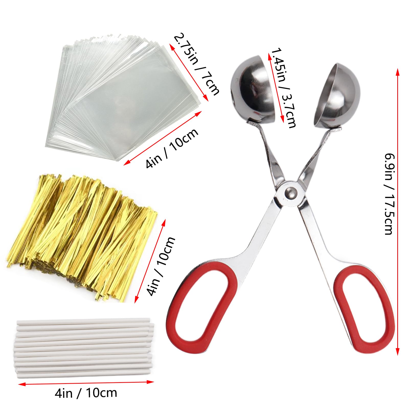 Set Di 2 Utensili Per Polpette In Acciaio Inox 304 Con Spazzola - Stampo Per Polpette 3,4 E 4,7 Cm - Antigoccia E Lavabile In Lavastoviglie - 2