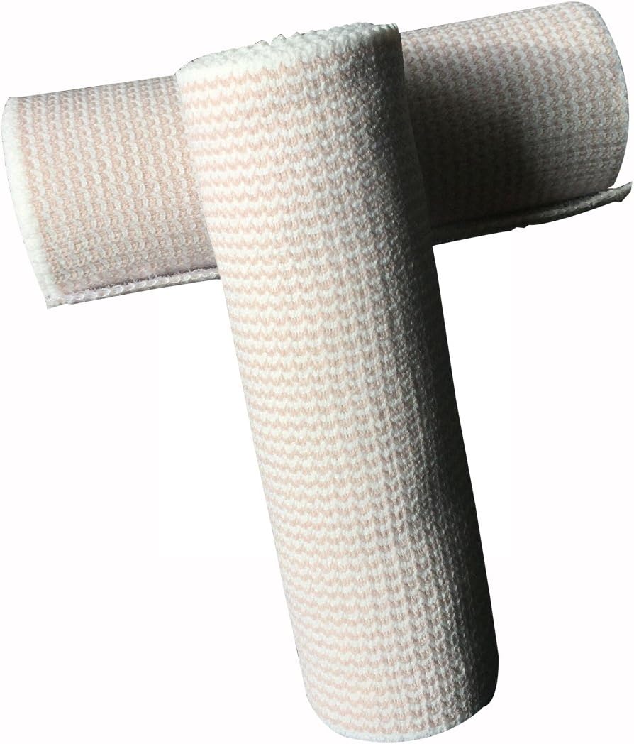 Elastic Bandage 2 Pack. 6 Inches Wide x (13 to 15 ft. When Stretched) with Hook and Loop on Both Ends, Latex Free Bandage. Perfect Compression Wrap for Varicose Veins,Sprained Ankle