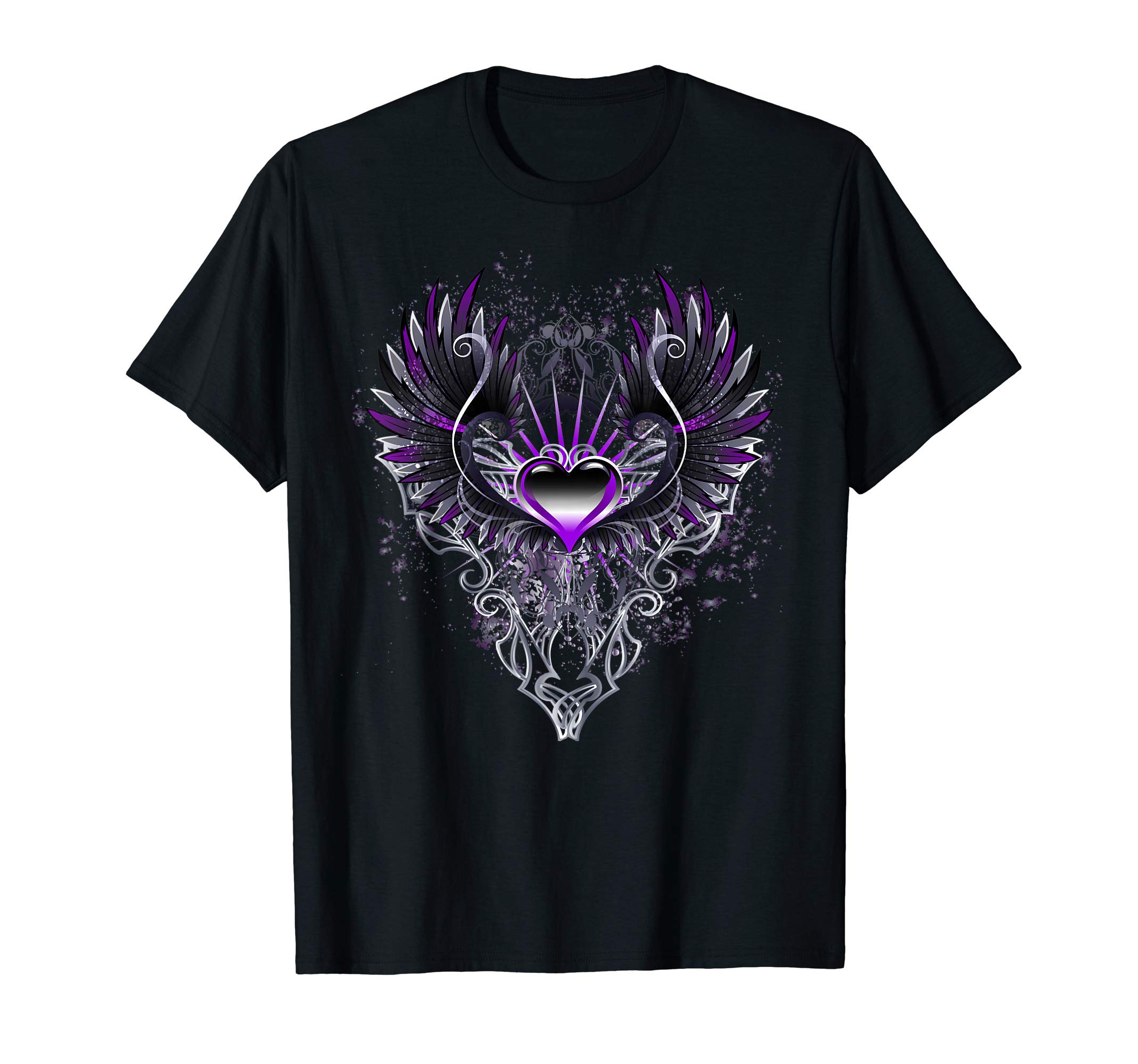 LGBT Fallen AngelFallen Angel Wings Dark Goth Clothing Heart of Asexual T-ShirtOEKO-TEX STANDARD 100