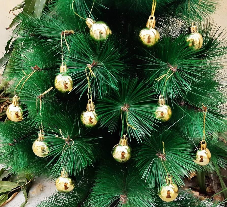 Excel Impex Insej Small Golden Balls Prop for Decorating Christmas Tree and Hanging on Walls, Doors (1 Inch Dia)- Set of 12 Pieces 1