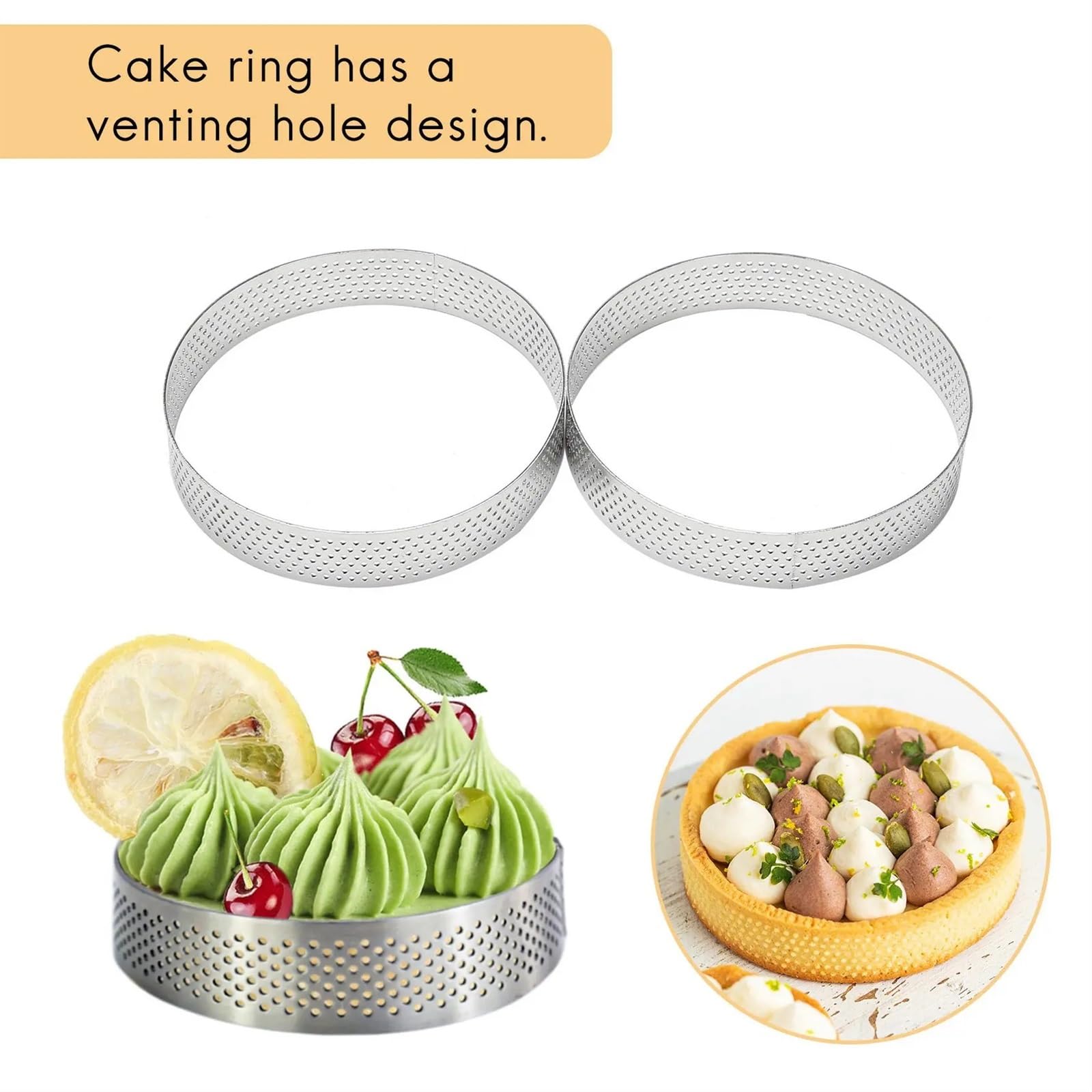 Moule à Tarte Circulaire en Acier Inoxydable avec Trous for aux Fruits et gâteaux Cercle à Tarte