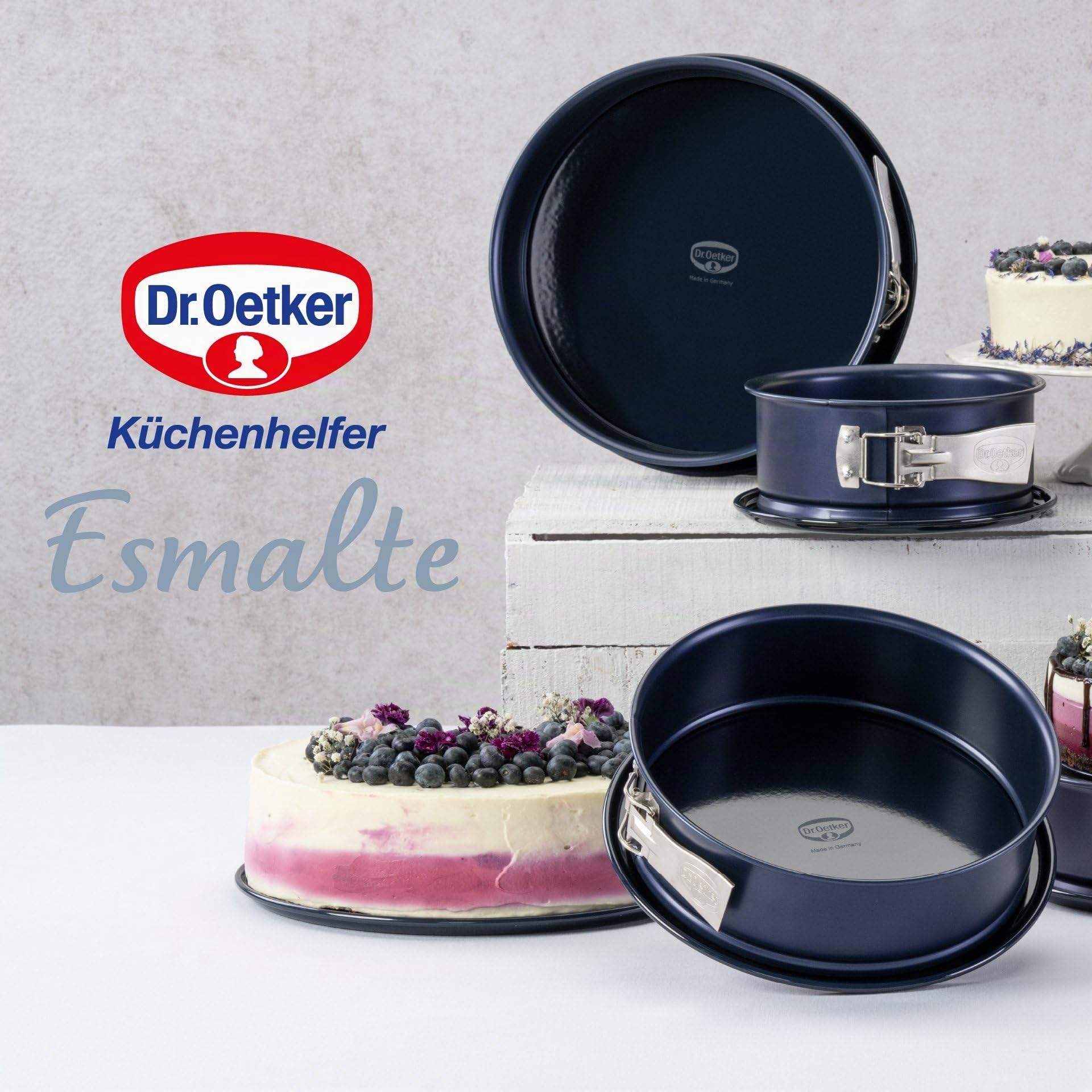 Dr. Oetker Molde repostería horno desmontable redondo con base antigoteo para servir y cierre hermético de seguridad, base esmaltada y aro antiadherente de cuidada calidad, 26cm, 1ud. BACK-LIEBE