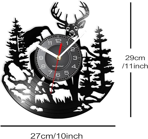 Miniatura 6 de Cabin Deer - Reloj de pared con 7 colores cambiantes, reloj de caza de ciervos de 12 pulgadas, silencioso, funciona con pilas, bosque y vida