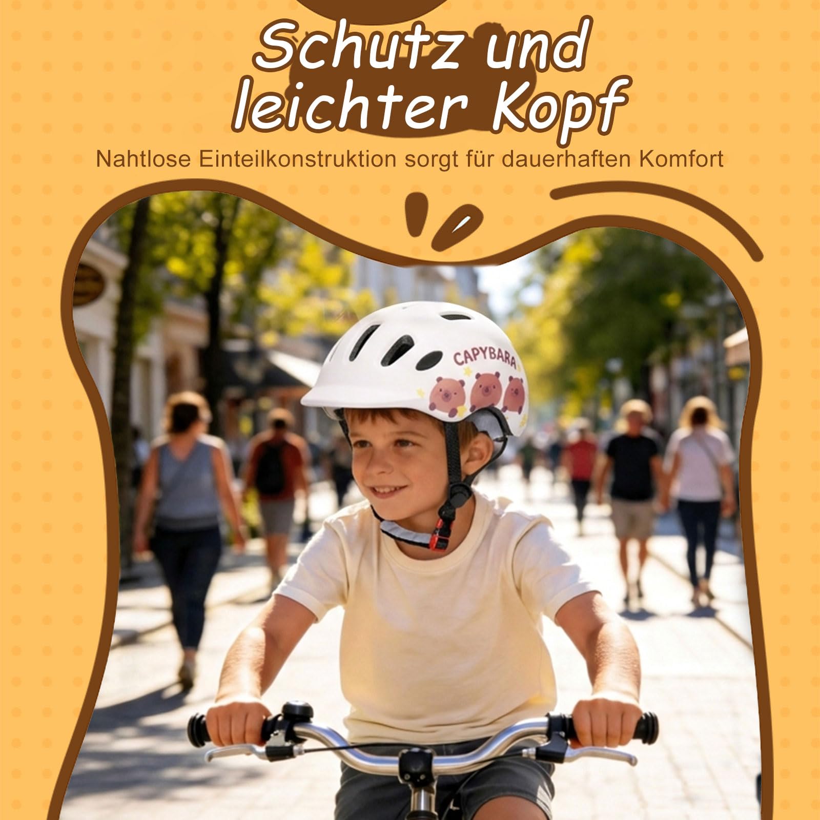 Casque de vélo pour enfant 48-52 cm - Casque pour tout-petits avec oreilles 3D - Casque réglable pour filles et garçons - Casque de skate léger pour vélo de route, scooter, vélo et patins à roulettes
