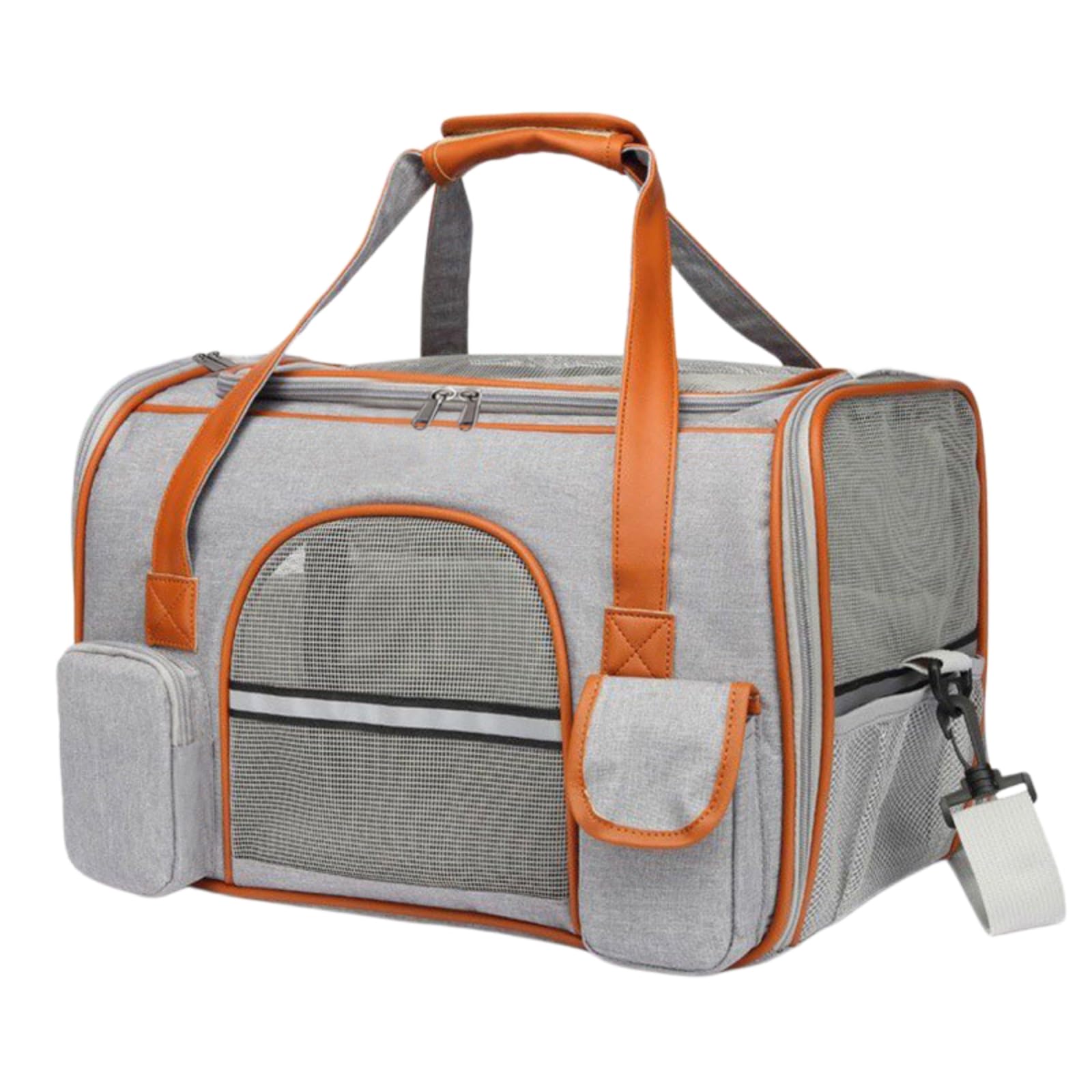Veslyn Pet Travel Bag Sturdy Carrier With Storage Pockets, Anti-collapse Dog & Cat Handbag For Medium Cats, Puppies Small Pets-light Grey-l