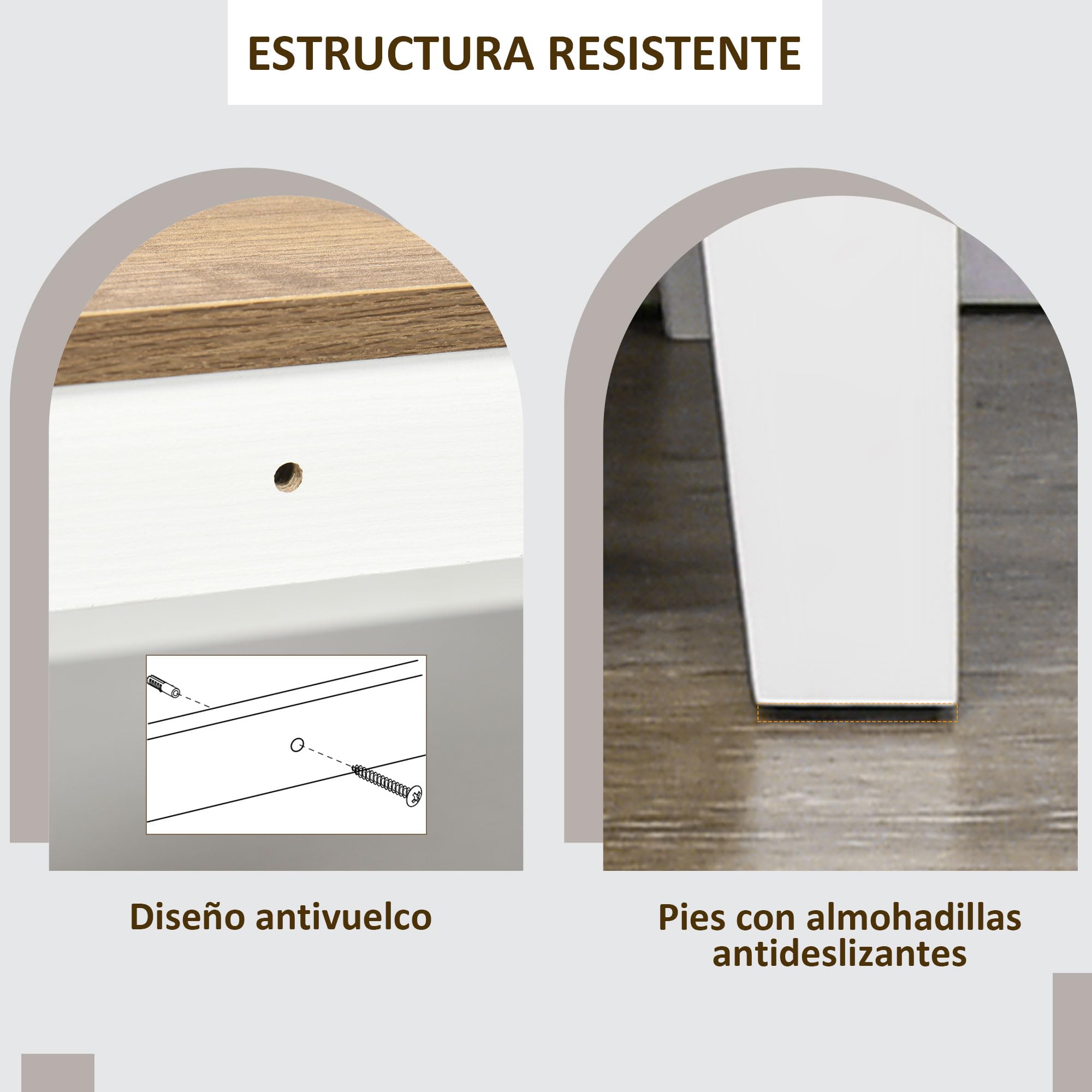 HOMCOM Aparador de Salón 2 Puertas Cajón 76,6x35x81,5 cm Blanco y Marrón | Armario Almacenaje de Madera, Estante Ajustable, para Comedor Cocina Dormitorio