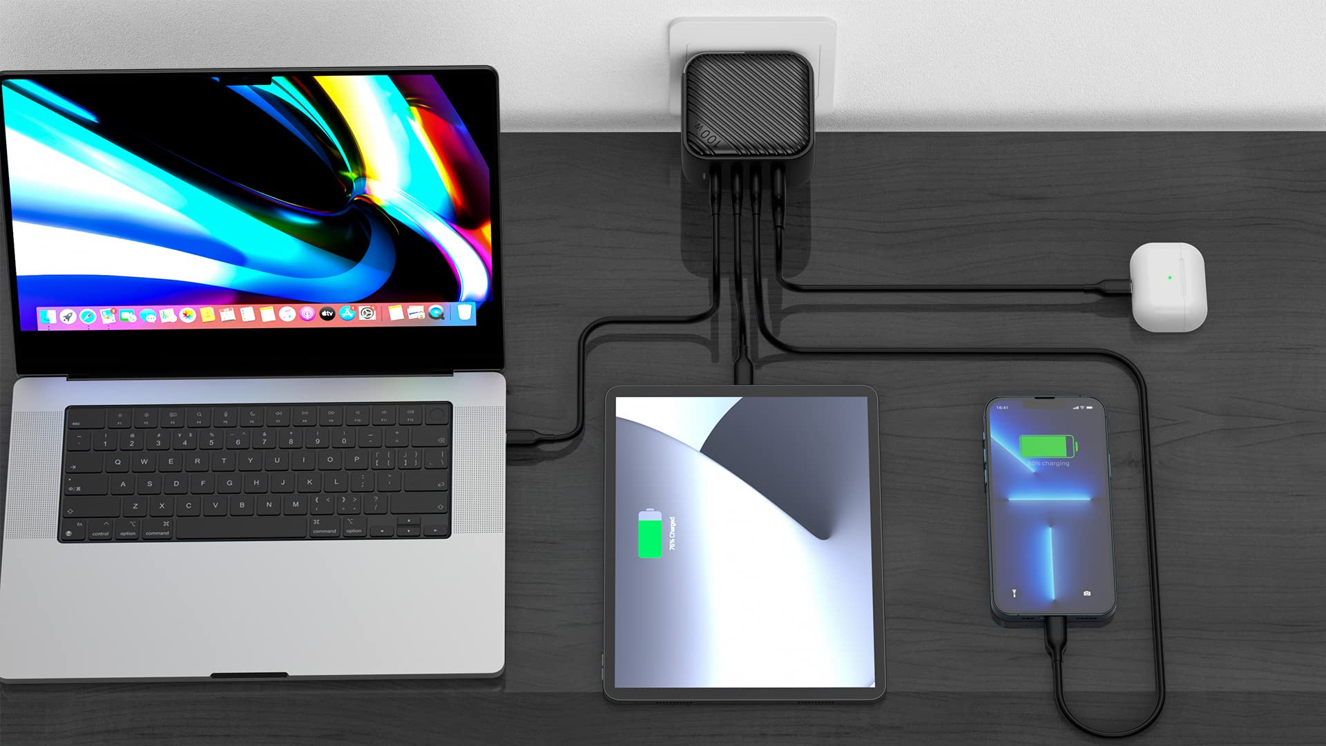 INVZI P310A – 100-Watt GaN USB‑C Mehrport-Schnellladegerät (4 Ports)