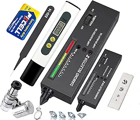 Caneta profissional de teste de diamante de alta precisão, profissional de testador de diamante, caneta testadora de diamante, testador digital de água Tds Meter e kit de ferramentas de lupa 60X para