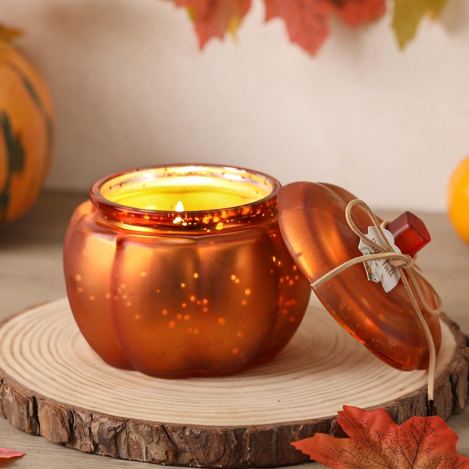 Fall Pumpkins Shaped Candle, 12 oz Pumpkin Spice Scented Candle