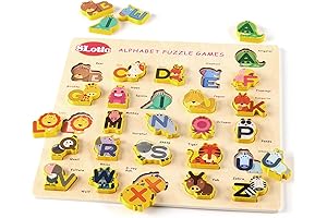 ABC Wooden Peg Animal Alphabet Puzzle For 2-6 Year Olds