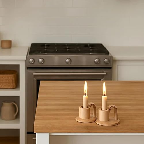 Miniatura 10 de Portavelas cónicos de cerámica con asa (juego de 2) Portavelas altos para centros de mesa de decoración de mesa, decoración rústica del hogar y