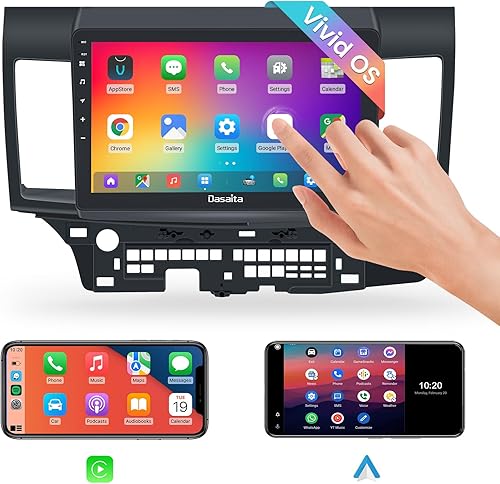 Dasaita Estéreo de coche de 10.2 pulgadas para Mitsubishi Lancer 2008-2017 - Apple Carplay inalámbrico, Android Auto, navegación GPS, pantalla