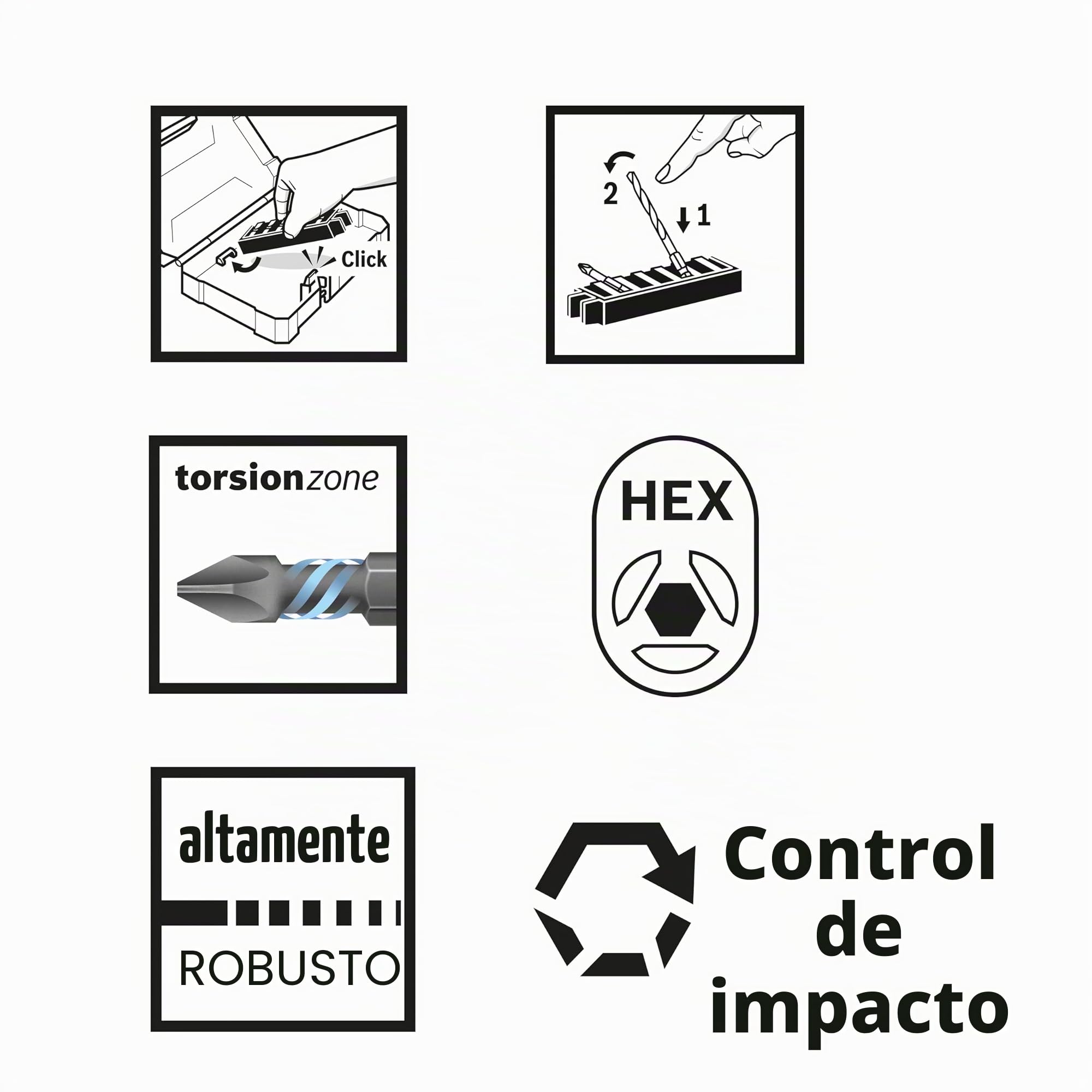 Bosch Professional 7 uds. Punta de Atornillar (Impact Control, T/PZ/PH Bits, Longitud 25mm, Quick Release, Pick and Click, Accesorio Atornilladores de Impacto)