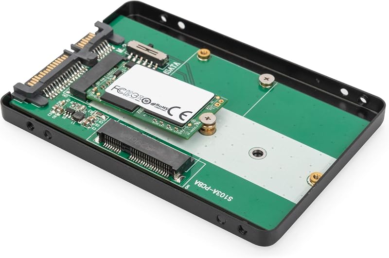 DIGITUS 2.5" SATA adapter M.2/mSATA SSD-hez, 2280/2260/2242/2230, fekete - M.2 & mSATA - SATA 3 - 2.5" Hard Drive Adapter