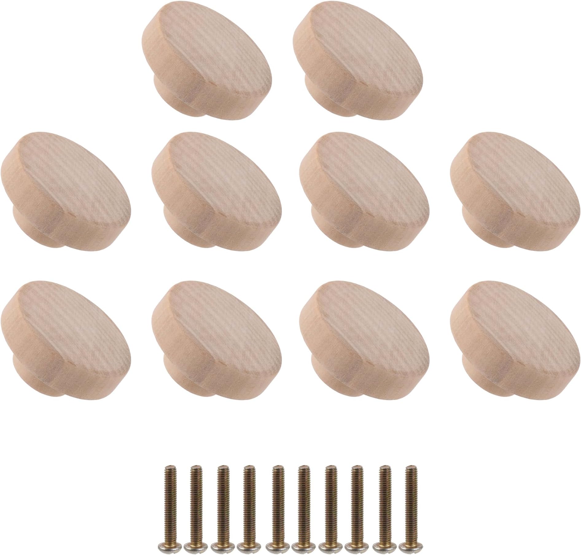 Doublelife SHANOER 10PCS Round Unfinished Wood Drawer Knobs Pulls Handles - Cabinet Furniture Drawer Knobs Pulls Handles 50mmx25mm (50mmx25mm)