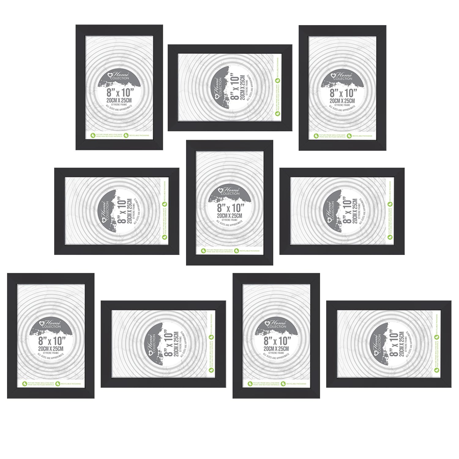 M1ss Set Of 10 Black 20 X 25Cm Photo Frames, Double Picture Frames 10X8 Inch For Horizontal Or Vertical Tabletop Display - Perfect Presents For Families And Friends (Set Of 10)
