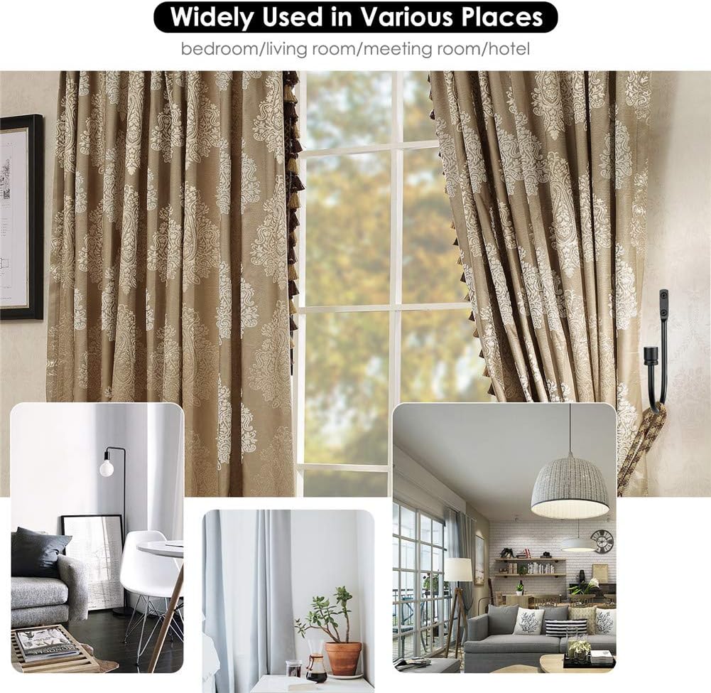 Toresper 2Pcs Curtain Holdbacks, Metal U Shaped Hook Wall Mounted Tassel Curtain Tieback Hook Drapery Tiebacks Curtain Accessories Decorative Curtain Drapery Holdback,Black : Home & Kitchen
