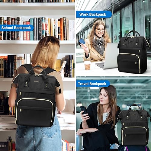 Miniatura 5 de LOVEVOOK Mochila para laptop para mujer, mochila para profesores, bolsas de enfermería, mochila de trabajo para mujer, bolsa impermeable antirrobo,