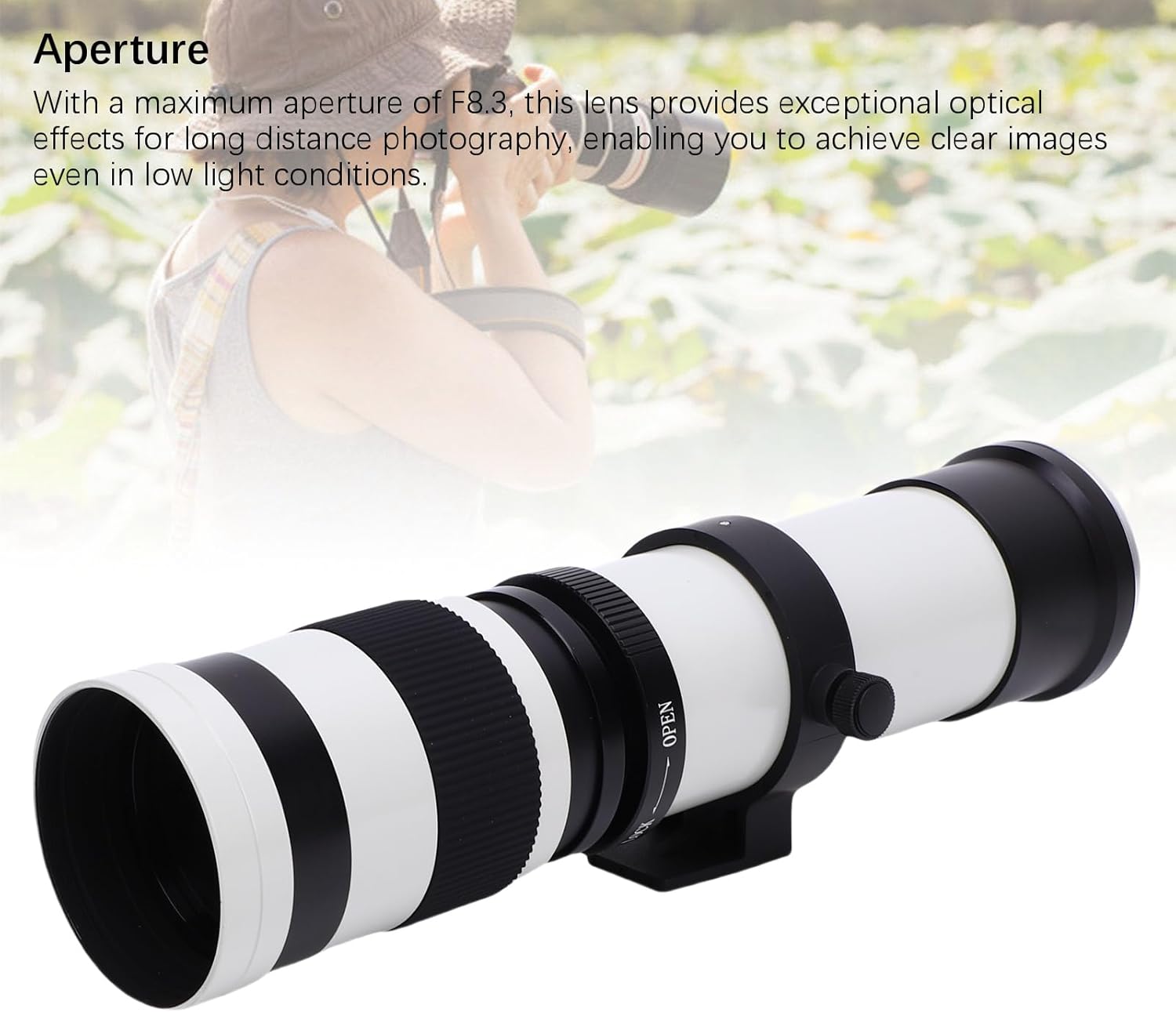 Acogedor RFマウント用のカメラ望遠レンズ、マニュアルフォーカスF8.3からF16 420〜800mmカメラレンズすべての金